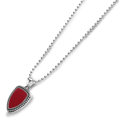 Red Enamel Shield Pendant Necklace