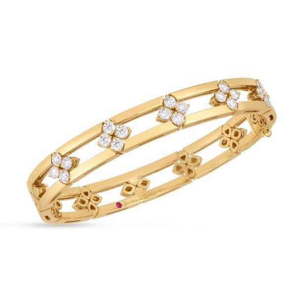 18K YELLOW GOLD LOVE IN VERONA DIAMOND OPEN FRAME BANGLE