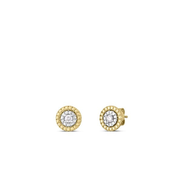 18K YELLOW/WHITE GOLD SIENA SMALL DIAMOND DOT EARRINGS