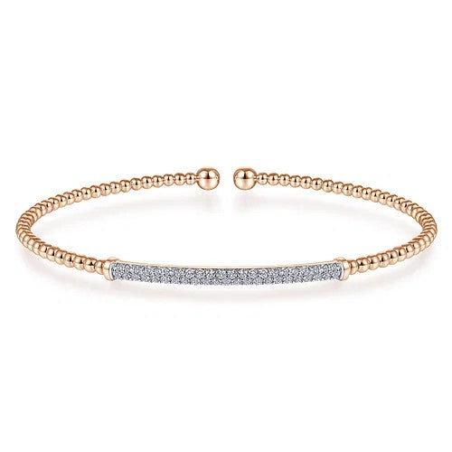 14K Rose Gold Bujukan Diamond Bar Split Bangle