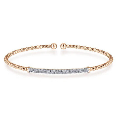 14K Rose Gold Bujukan Diamond Bar Split Bangle