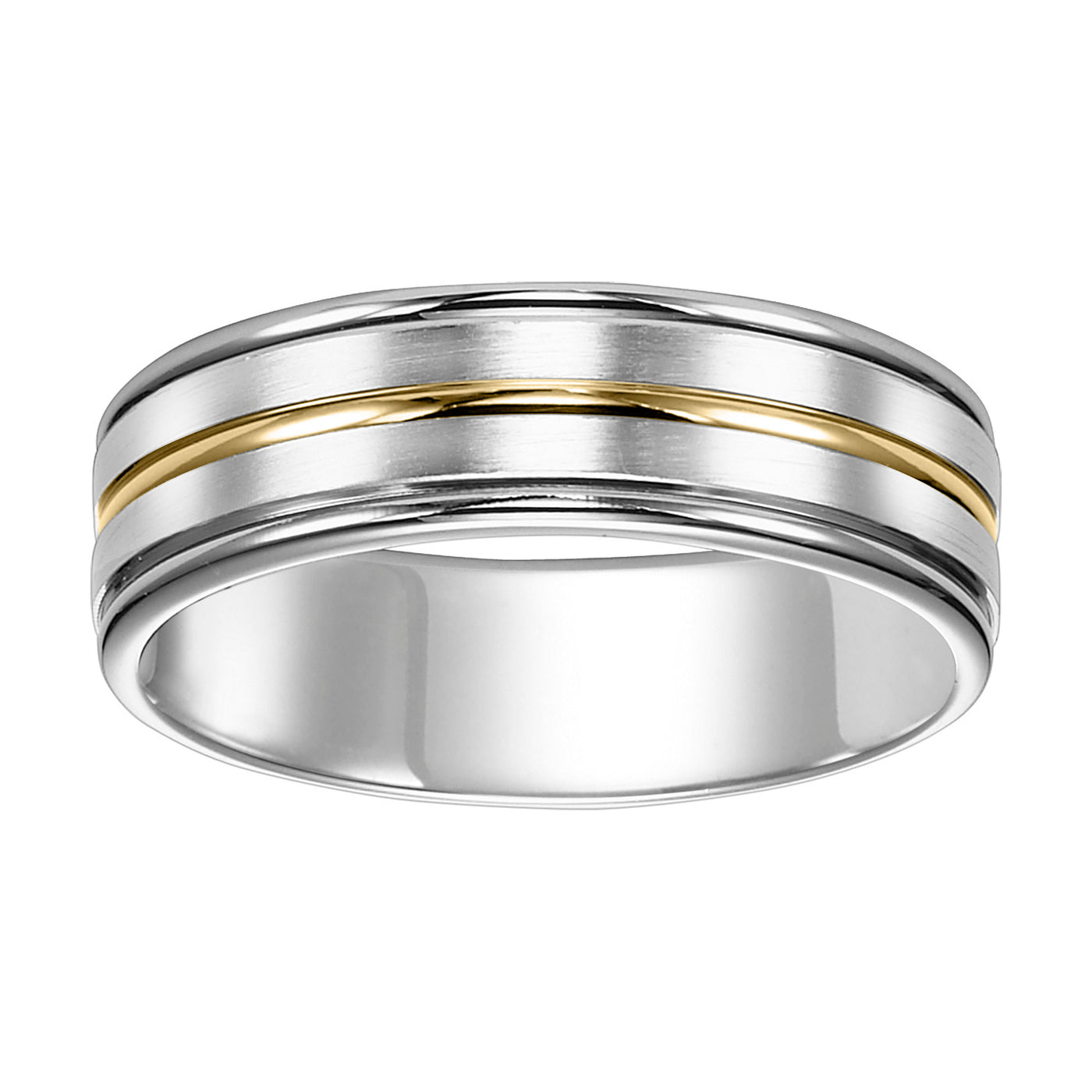 White and Yellow Gold 7mm Men's Wedding Band