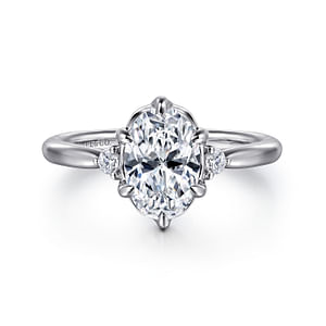 Blaise - 14K White Gold Oval Three Stone Diamond Engagement Ring (Setting Only)