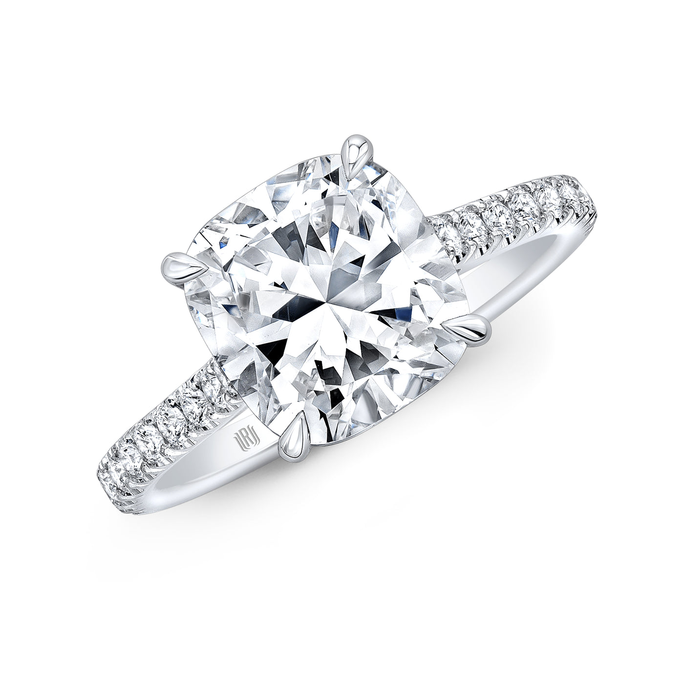 18kt White Gold 3.11ct Cushion Cut Diamond Ring