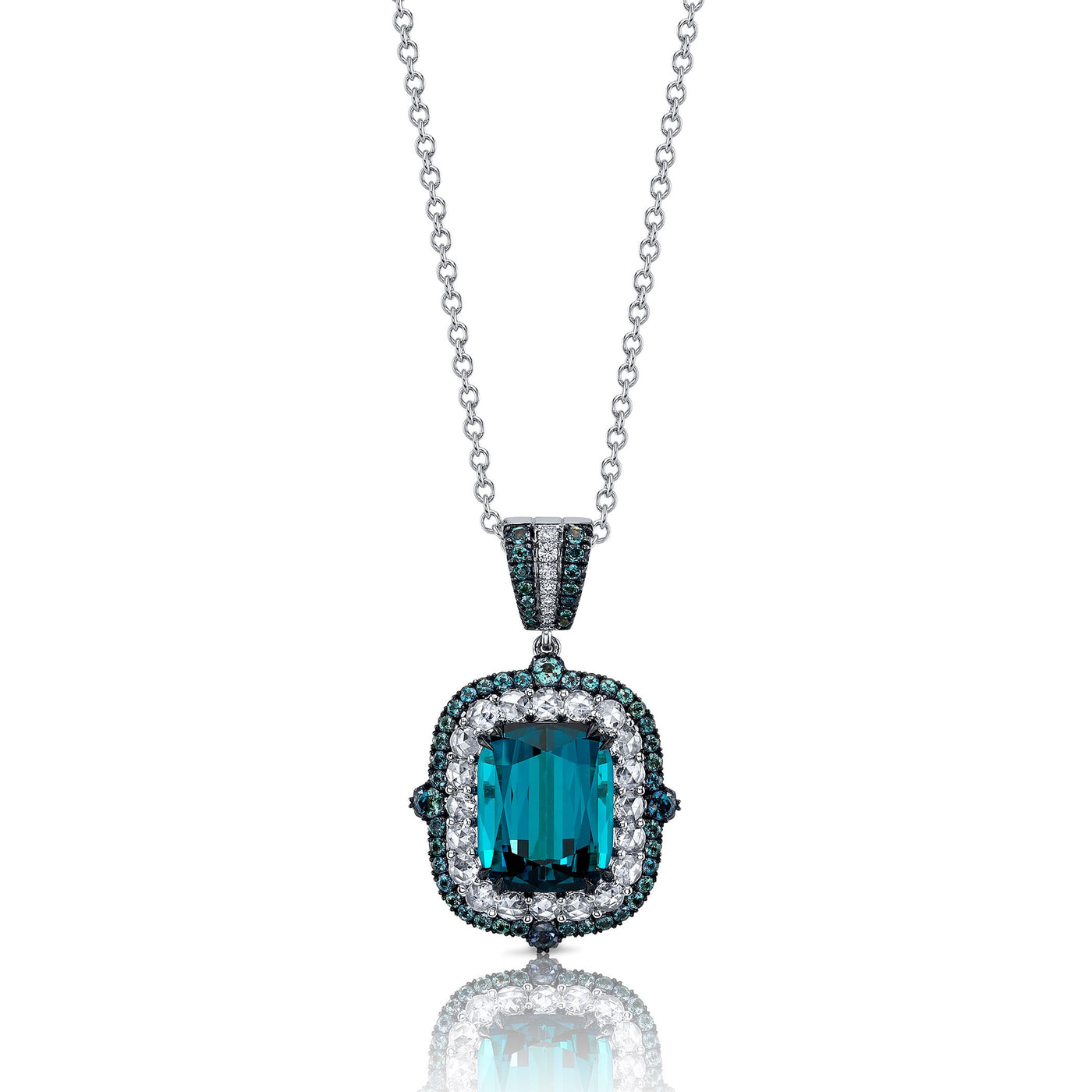 Platinum Tourmaline, Alexandrite & Diamond Pendant