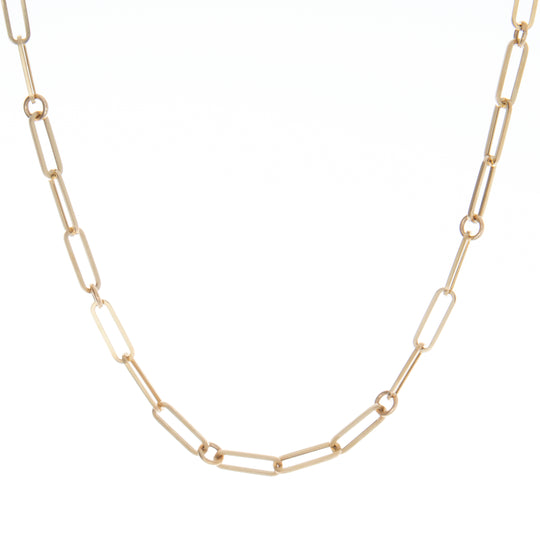 18K DESIGNER GOLD PAPERCLIP & ROUND LINK 17 INCH CHAIN