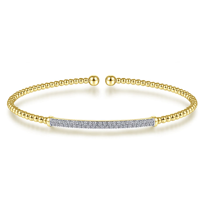 14K Yellow Gold Bujukan Diamond Bar Split Bangle