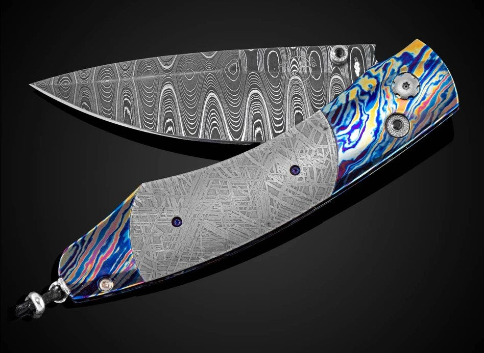 Origin Damascus pocketknife with meteorite scales and meteorite damascus blade