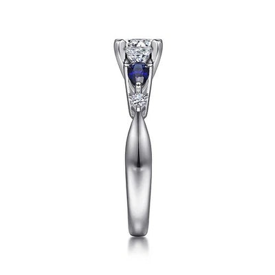 Carrie - 14K White Gold Round Five Stone Sapphire and Diamond Engagement Ring (Setting Only)