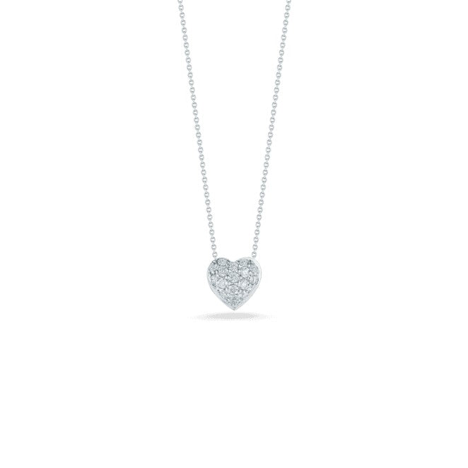 18K WHITE GOLD TINY TREASURES DIAMOND PUFFED HEART NECKLACE