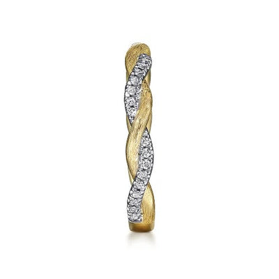 14K Yellow Gold Twisted Diamond Stackable Ring