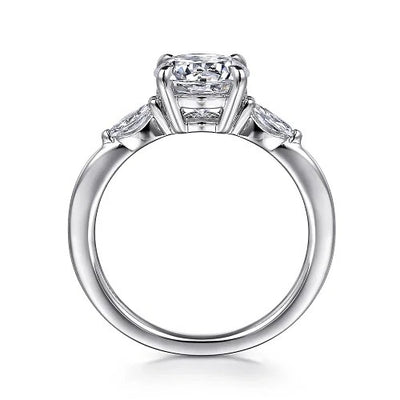 Dela - 14K White Gold Round Three Stone Diamond Engagement Ring (Setting Only)