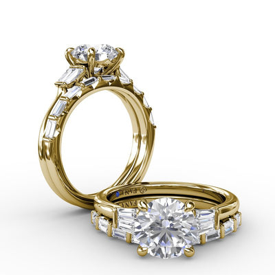 Double Baguette Diamond Engagement Ring