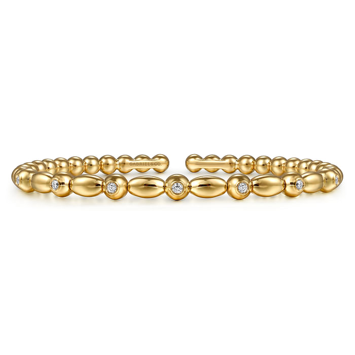 14K Yellow Gold Bujukan Diamond Split Bangle Bracelet