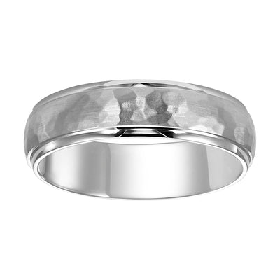 White Gold Hammered 6mm Men's Wedding Band