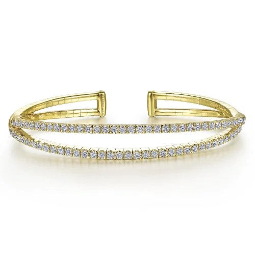 14K Yellow Gold Split Diamond Cuff