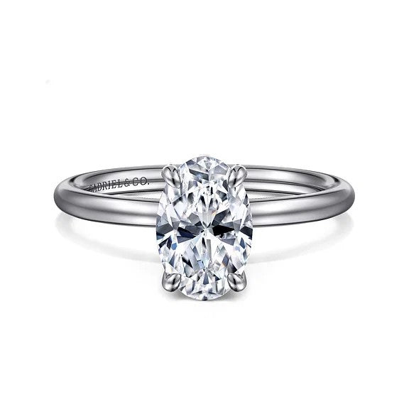 Tiana - 14K White Gold Oval Solitaire Diamond Engagement Ring (Setting Only)