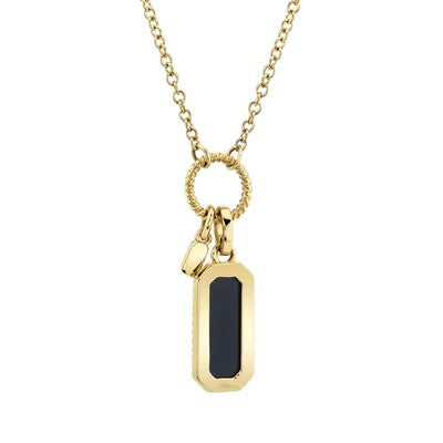 0.13CT DIAMOND & 0.60CT BLACK ONYX DOG TAG NECKLACE