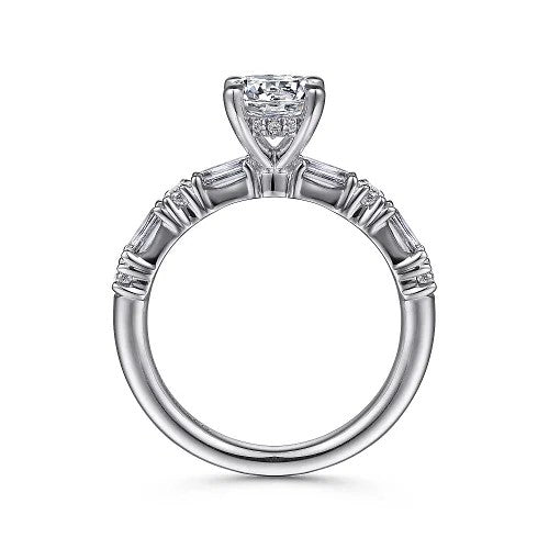 Leanna - 14K White Gold Baguette and Round Diamond Engagement Ring (Setting Only)