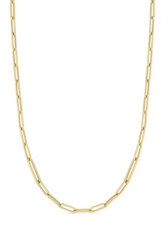 18K DESIGNER GOLD ALTERNATING SIZE PAPERCLIP LINK 22 INCH CHAIN