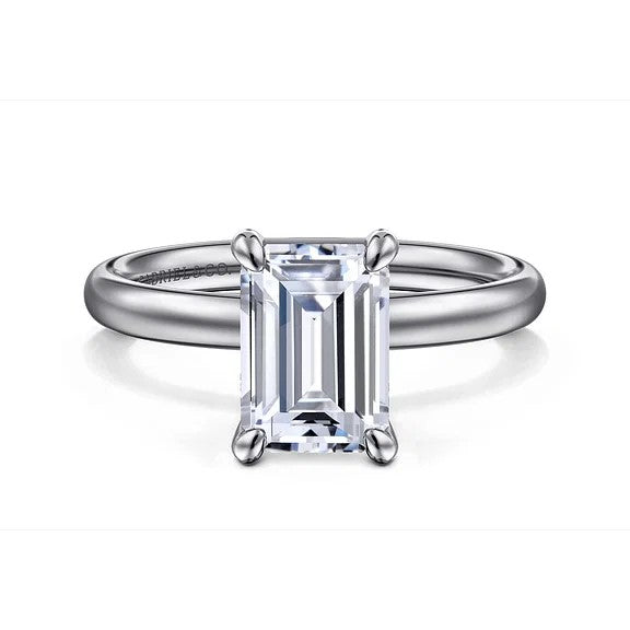 Unite - 14K White Gold Emerald Cut Solitaire Diamond Engagement Ring (Setting Only)