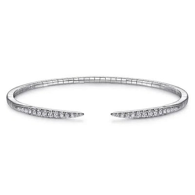 14K White Gold Split Diamond Spike Bangle