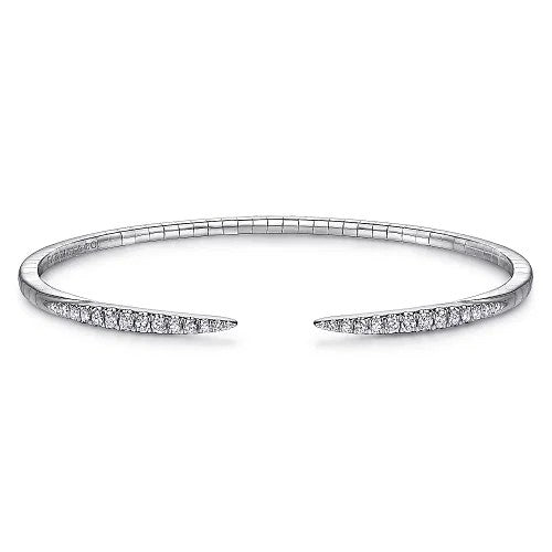 14K White Gold Split Diamond Spike Bangle