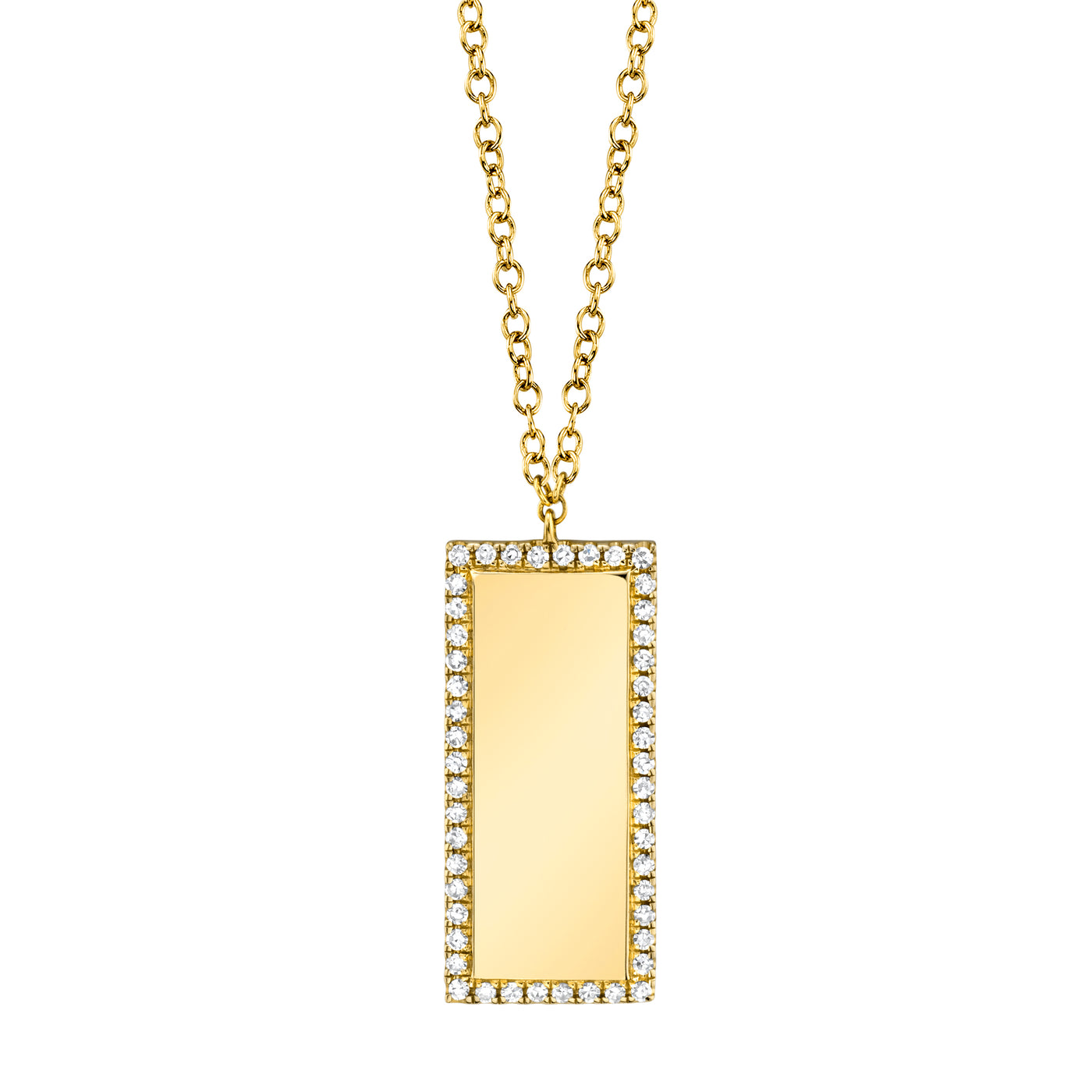 14K Yellow Gold Vertical Diamond Bar Pendant