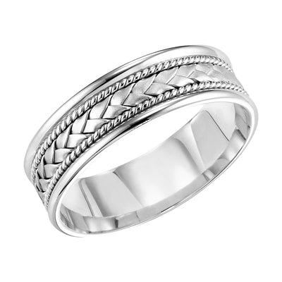 White Gold 7mm Woven Men's Wedding Band