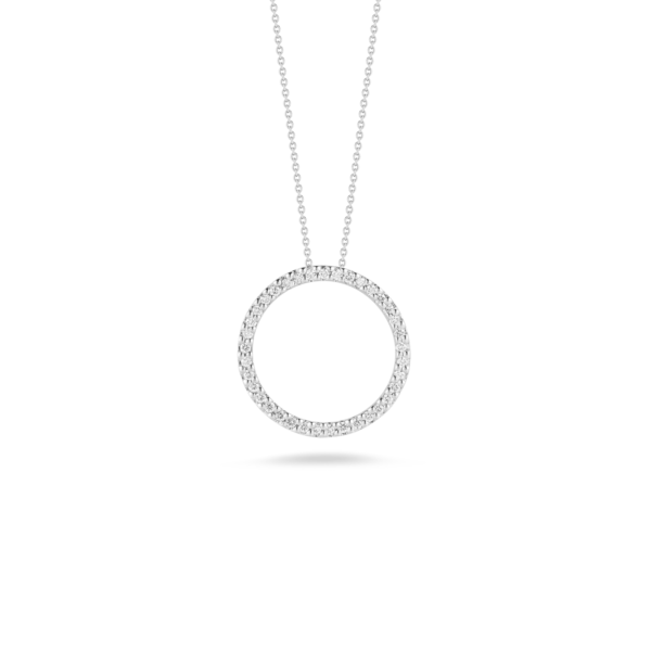 18K WHITE GOLD TINY TREASURES MEDIUM DIAMOND CIRCLE NECKLACE