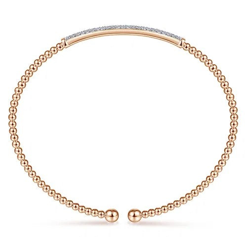 14K Rose Gold Bujukan Diamond Bar Split Bangle