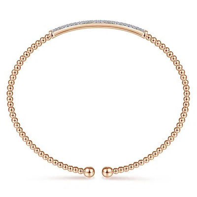 14K Rose Gold Bujukan Diamond Bar Split Bangle