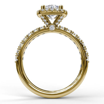 Classic Diamond Halo Engagement Ring with a Gorgeous Side Profile