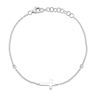 0.03CT DIAMOND BEZEL CROSS BRACELET