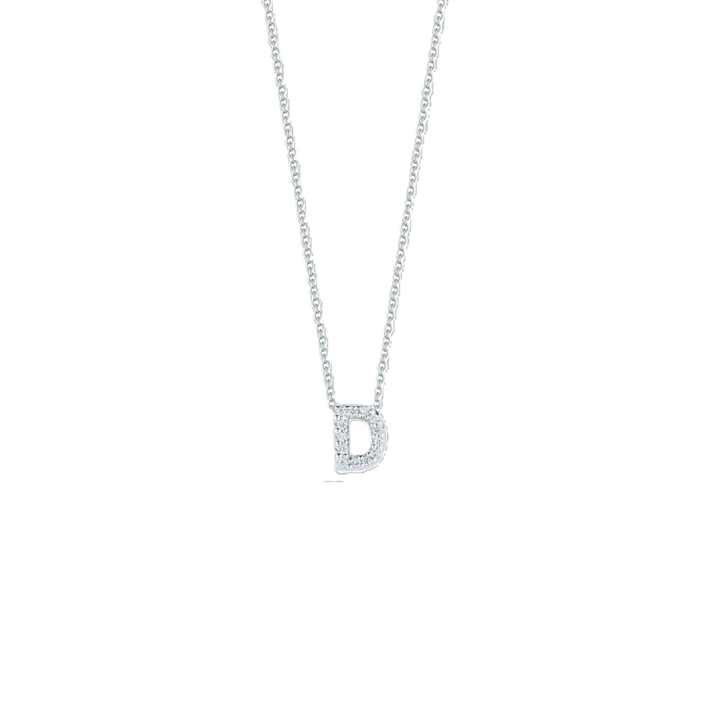 18K WHITE GOLD TINY TREASURES DIAMOND LOVE LETTER “D” NECKLACE