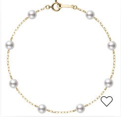 18kt Yellow Gold Pearl Bracelet 7"