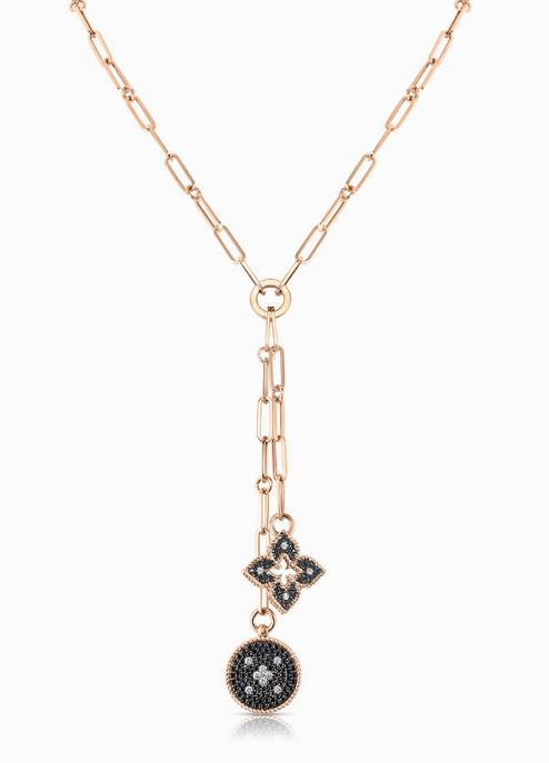 Roberto Coin Venetian Princess Double Medallion Black Diamond Necklace