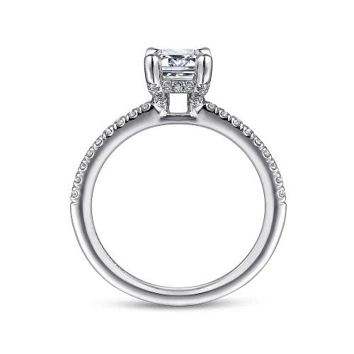 Franka - 14K White Gold Emerald Cut Diamond Engagement Ring (Setting Only)