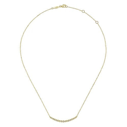 14K Yellow Gold Curved Diamond Bar Necklace