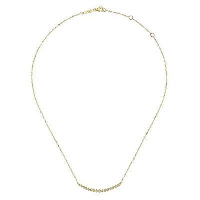 14K Yellow Gold Curved Diamond Bar Necklace