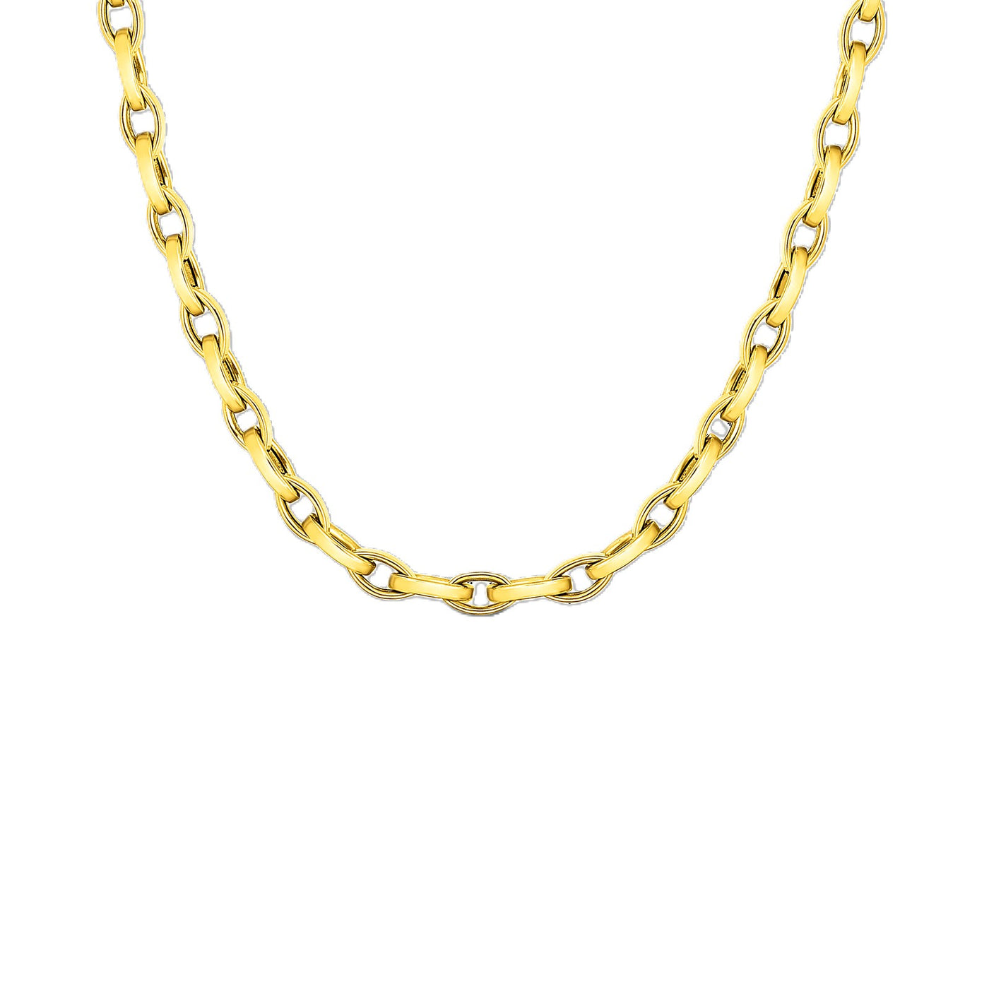 18K DESIGNER GOLD ALMOND LINK 17 INCH CHAIN