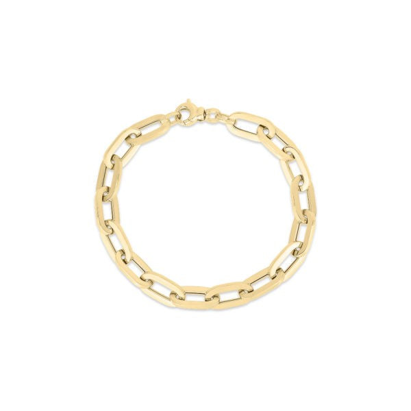 18K YELLOW DESIGNER GOLD ALMOND LINK BRACELET