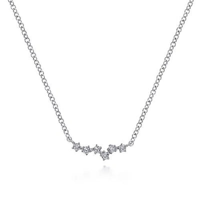 14K White Gold Diamond Constellation Bar Necklace