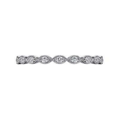 14K White Gold Marquise Station Diamond Stackable Ring