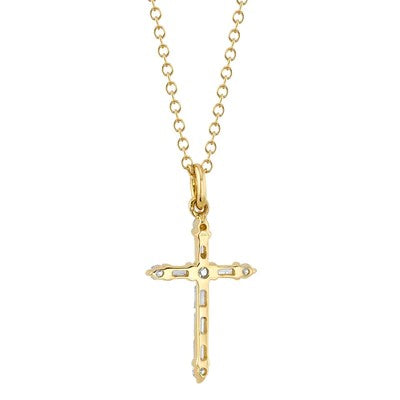 0.15CT DIAMOND BAGUETTE CROSS NECKLACE