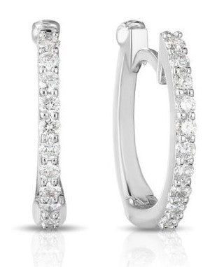 Roberto Coin 18kt White Gold Pave Diamond Huggie Hoops