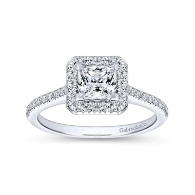 Patience - 14K White Gold Princess Halo Diamond Engagement Ring