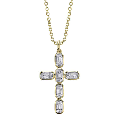 0.30CT DIAMOND BAGUETTE CROSS NECKLACE