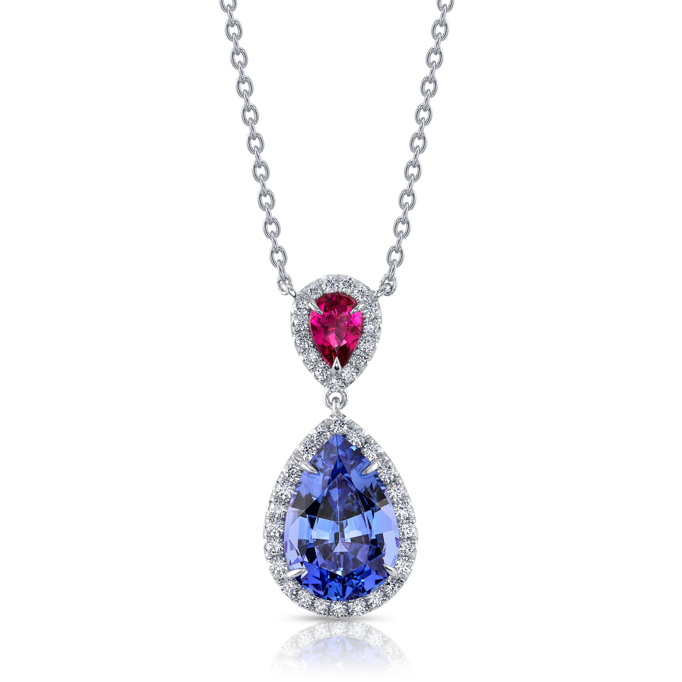 Platinum Pendant with Tanzanite, Tourmaline, and Diamond Accents