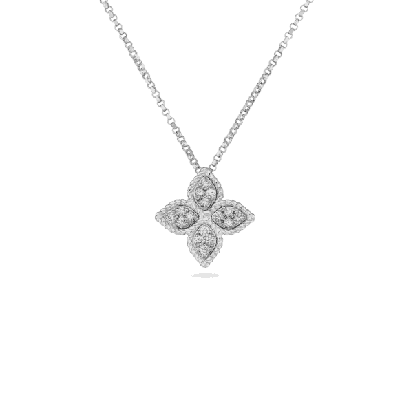 18K GOLD PRINCESS FLOWER SMALL DIAMOND NECKLACE